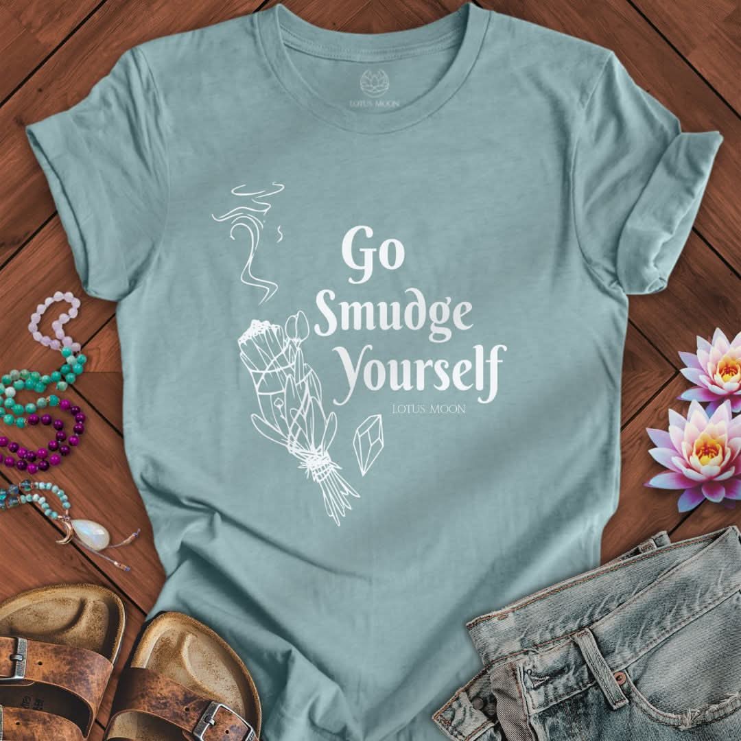 Go Smudge Yourself Tee Heather Blue Lagoon