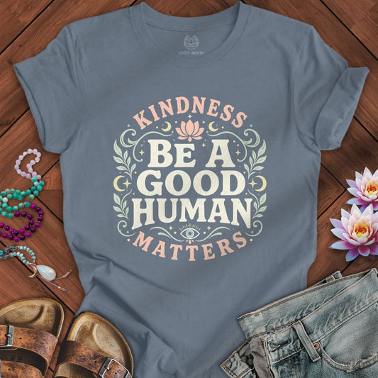 Good Human Tee Steel Blue