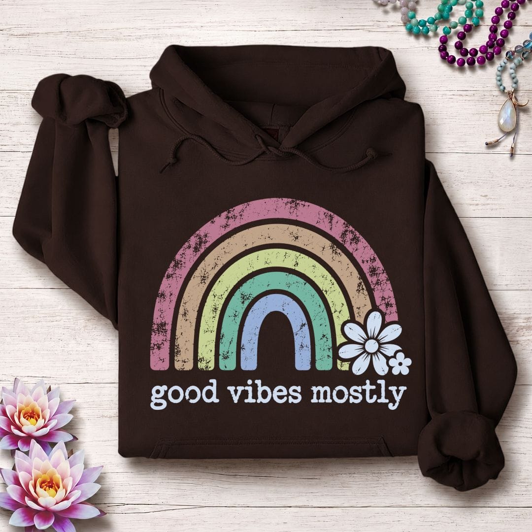 Good Vibes Mostly Hoodie Dark Chocolate