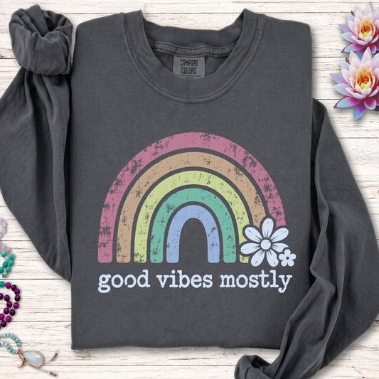 Good Vibes Mostly Long Sleeve Tee Pepper