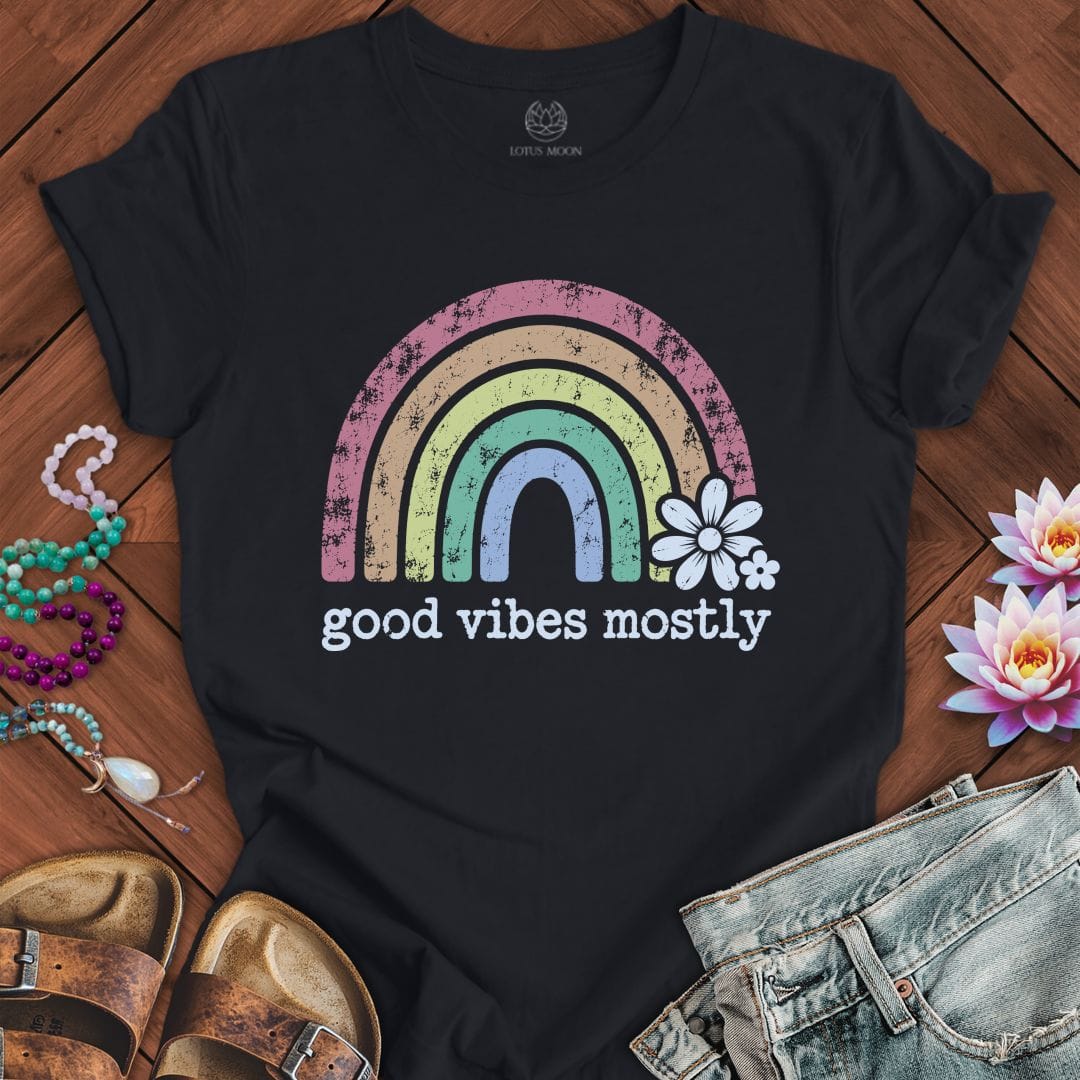 Good Vibes Mostly Tee Vintage Black