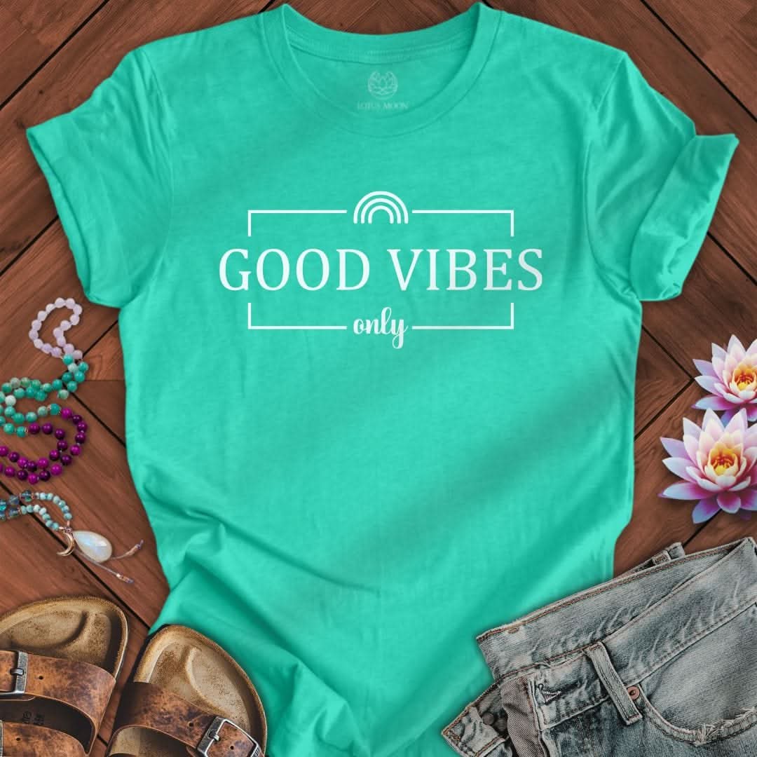 Good Vibes Only Tee Heather Sea Green