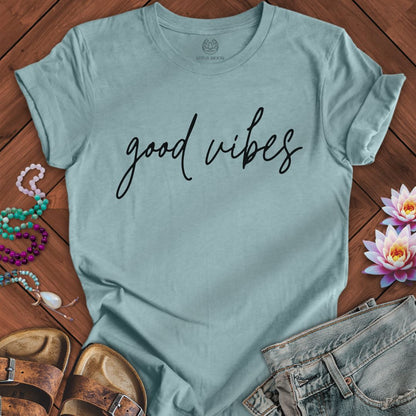 Good Vibes Tee Heather Blue Lagoon