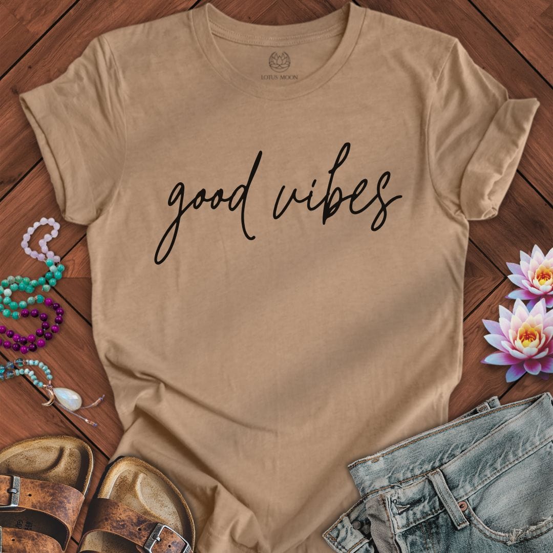 Good Vibes Tee Heather Tan