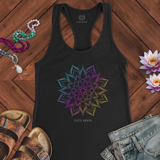 Gradient Flower Mandala Tank Solid Black