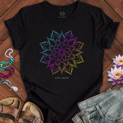 Gradient Flower Mandala Tee Solid Black Blend