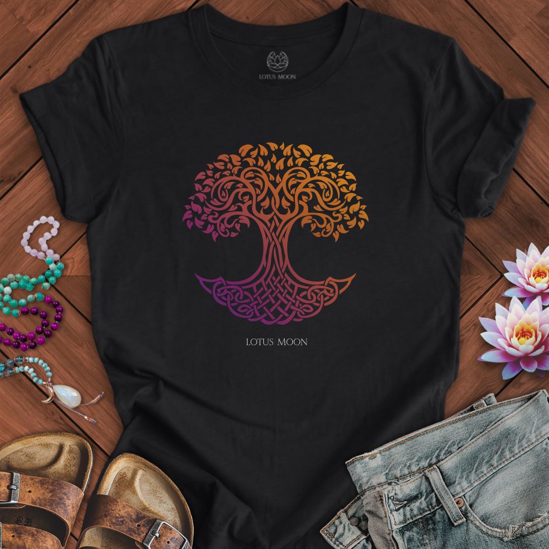 Gradient Tree of Life Tee Solid Black Blend