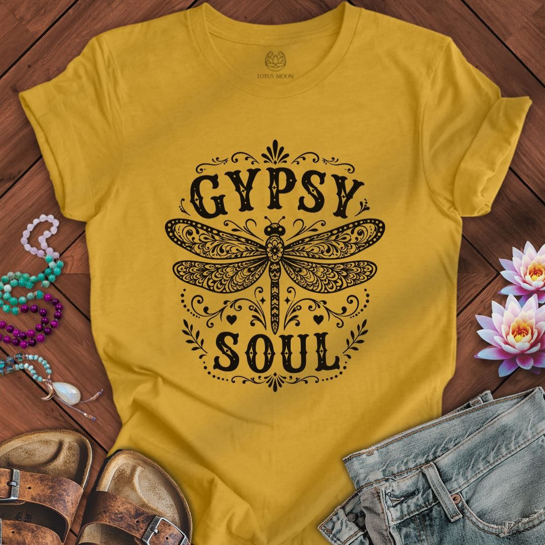 Printify T-Shirt Gypsy Dragonfly Tee Heather Mustard / S