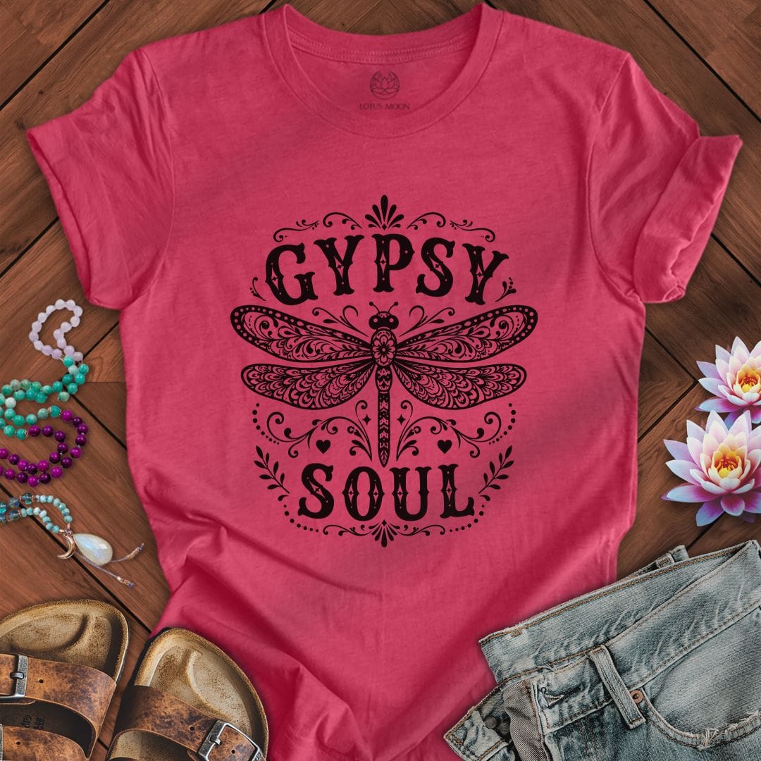 Printify T-Shirt Gypsy Dragonfly Tee Heather Raspberry / S