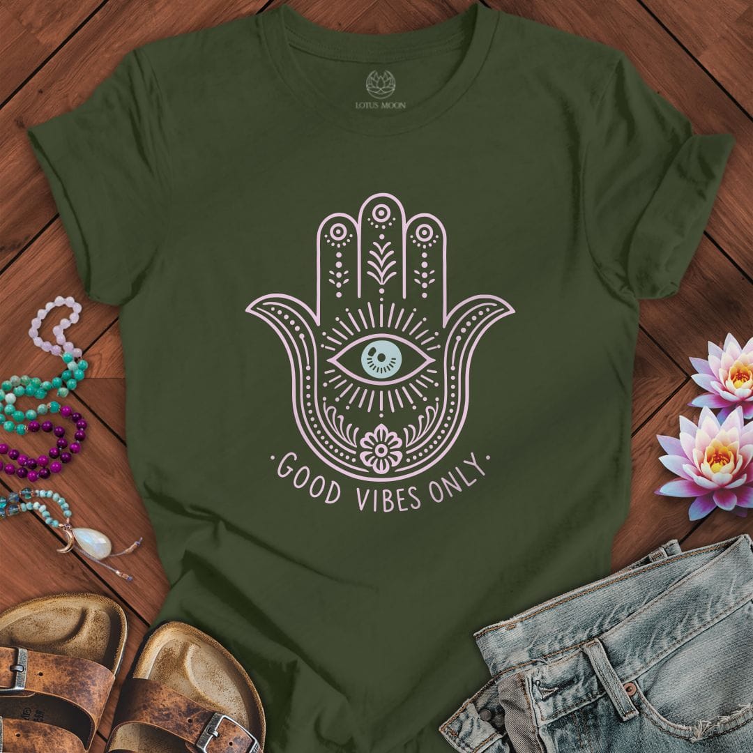 Printify T-Shirt Hamsa Vibes Tee Military Green / S