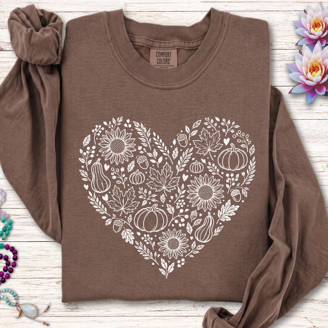 Printify Long-sleeve Harvest Heart Long Sleeve Tee Espresso / S