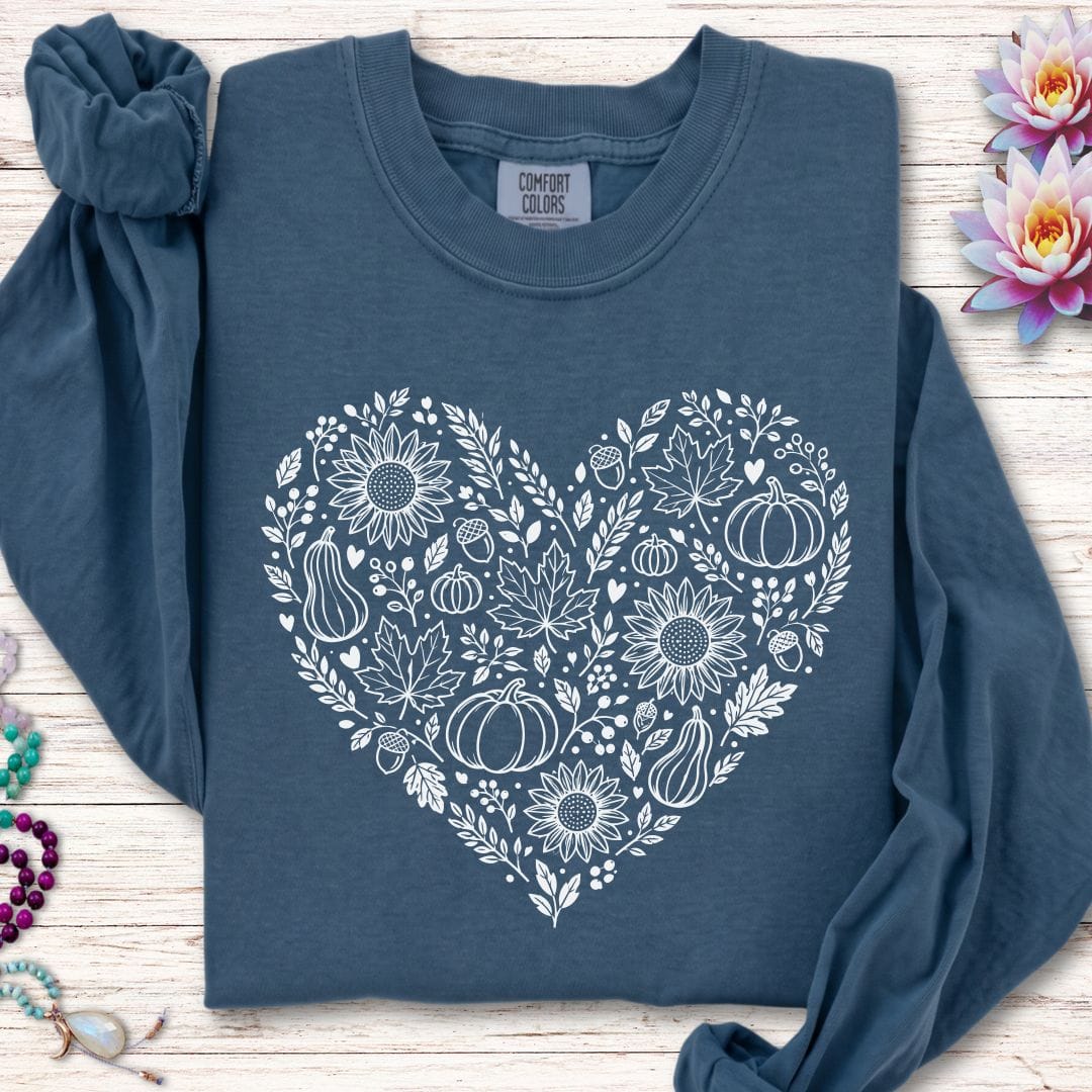 Printify Long-sleeve Harvest Heart Long Sleeve Tee Midnight / S