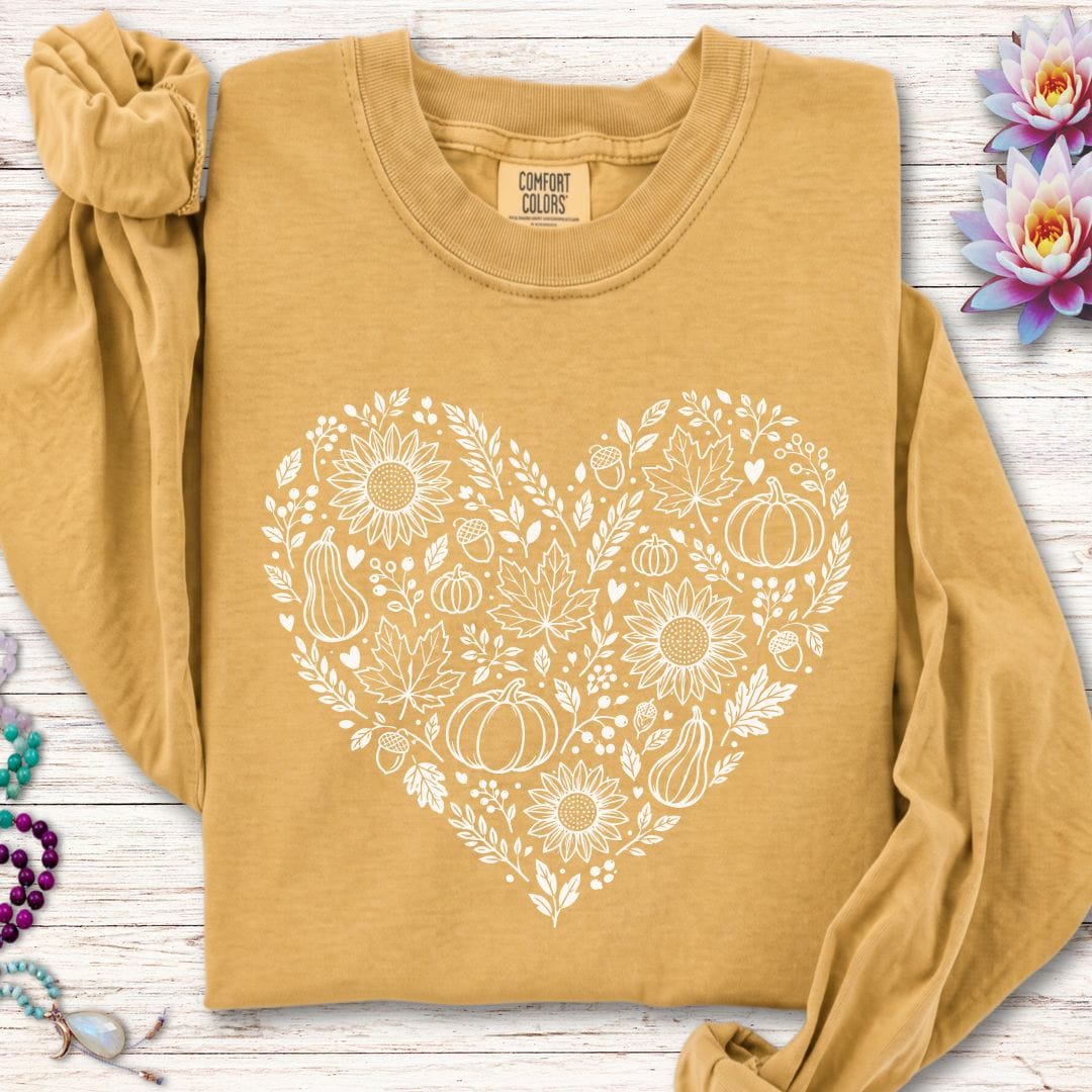 Printify Long-sleeve Harvest Heart Long Sleeve Tee Mustard / S