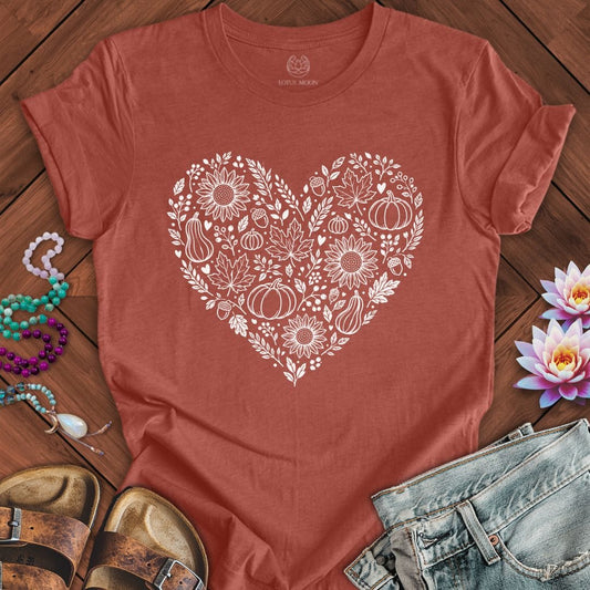 Harvest Heart Tee Heather Clay