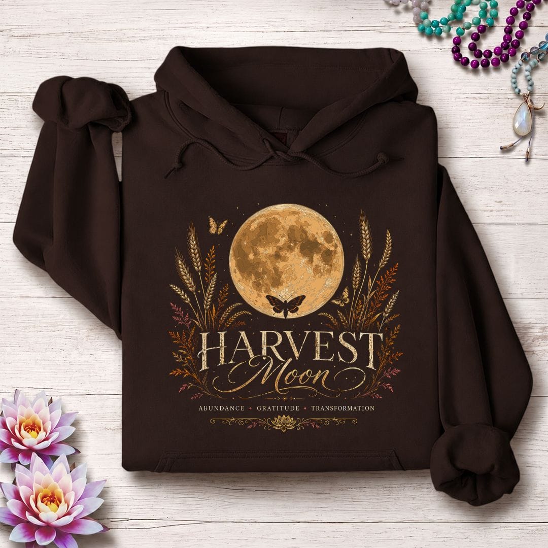 Printify Hoodie Harvest Moon Abundance Hoodie Dark Chocolate / S