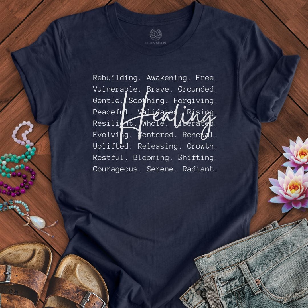 Healing Text Tee Heather Midnight Navy