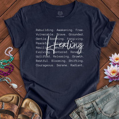 Healing Text Tee Heather Midnight Navy