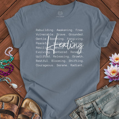Healing Text Tee Steel Blue