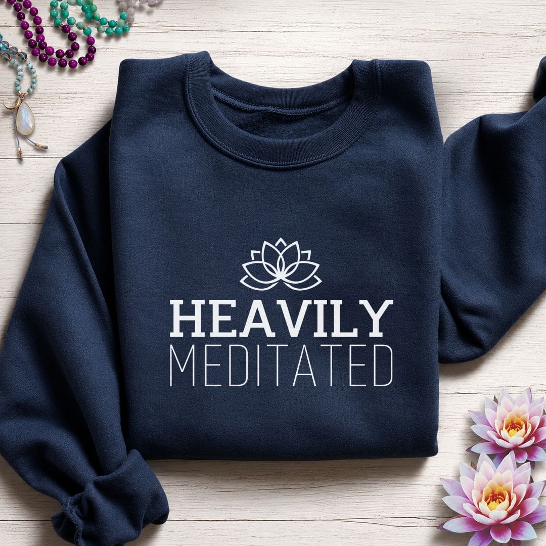 Printify Sweatshirt Heavily Meditated Sweatshirt Navy / S