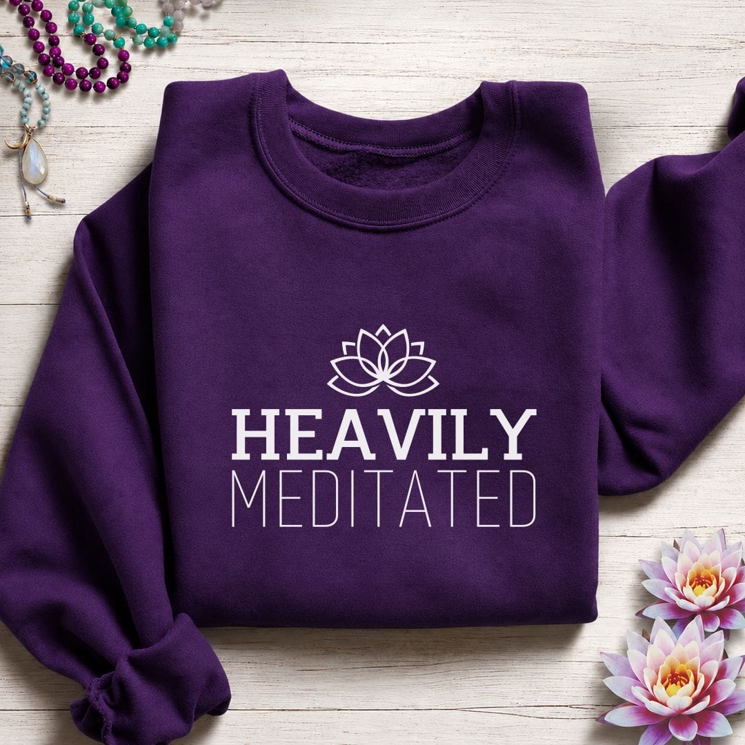 Printify Sweatshirt Heavily Meditated Sweatshirt Purple / S