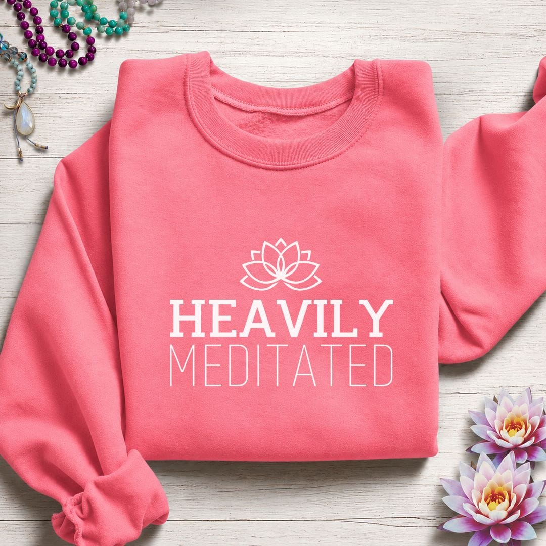 Printify Sweatshirt Heavily Meditated Sweatshirt Safety Pink / S
