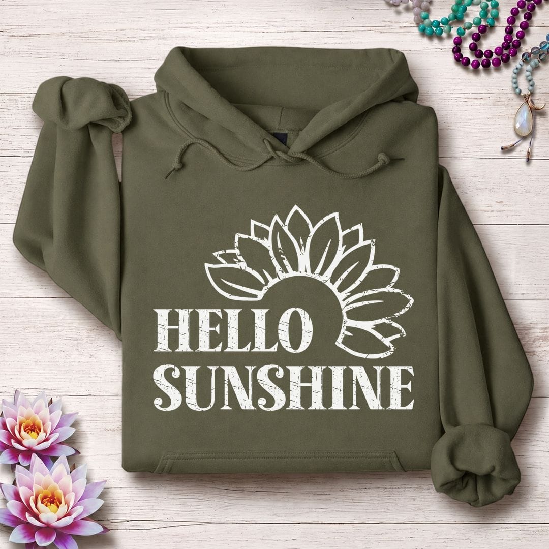 Printify Hoodie Hello Sunshine Hoodie Military Green / S