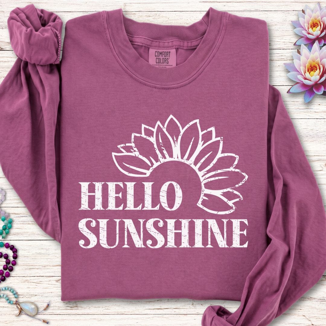 Printify Long-sleeve Hello Sunshine Long Sleeve Tee Berry / S