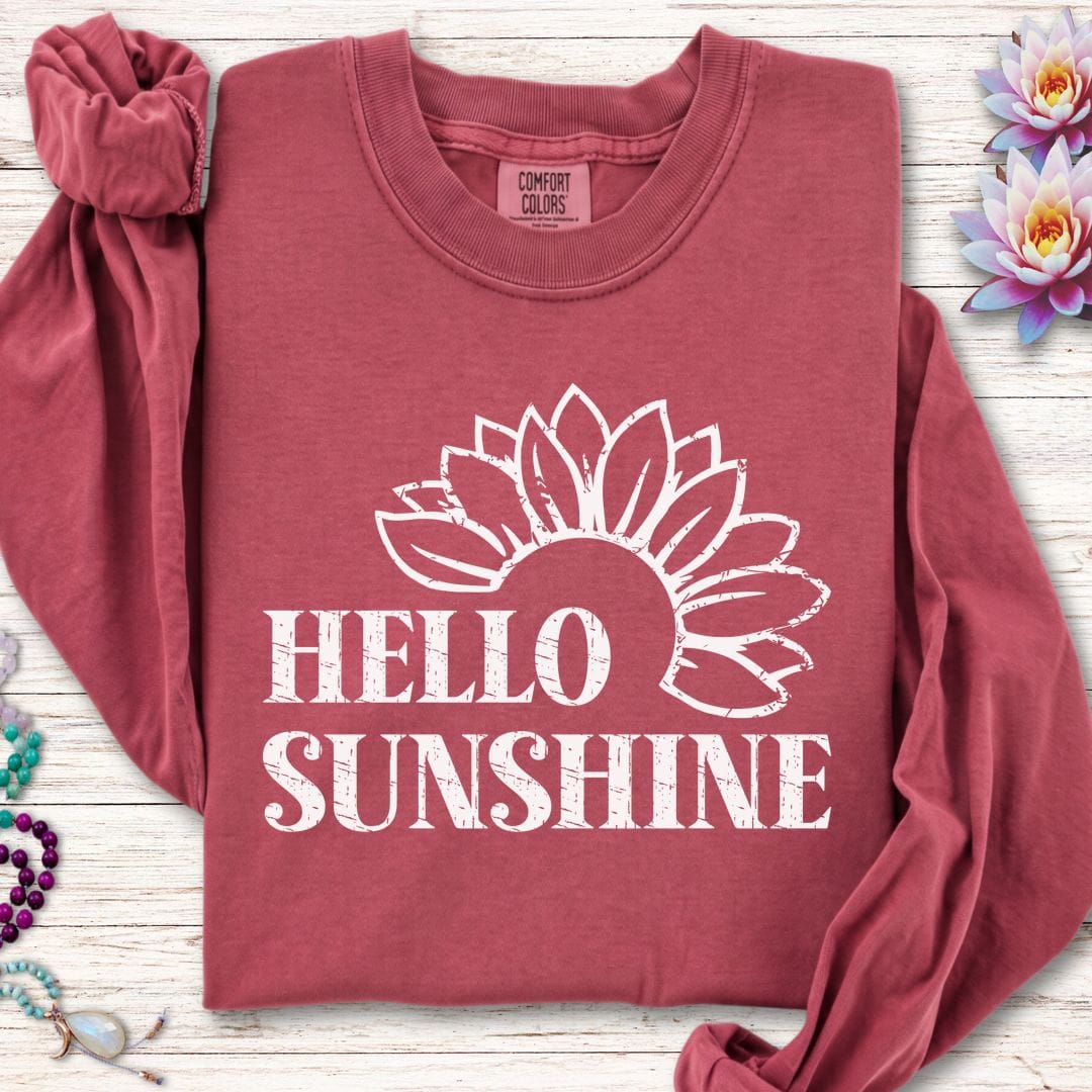 Printify Long-sleeve Hello Sunshine Long Sleeve Tee Crimson / S
