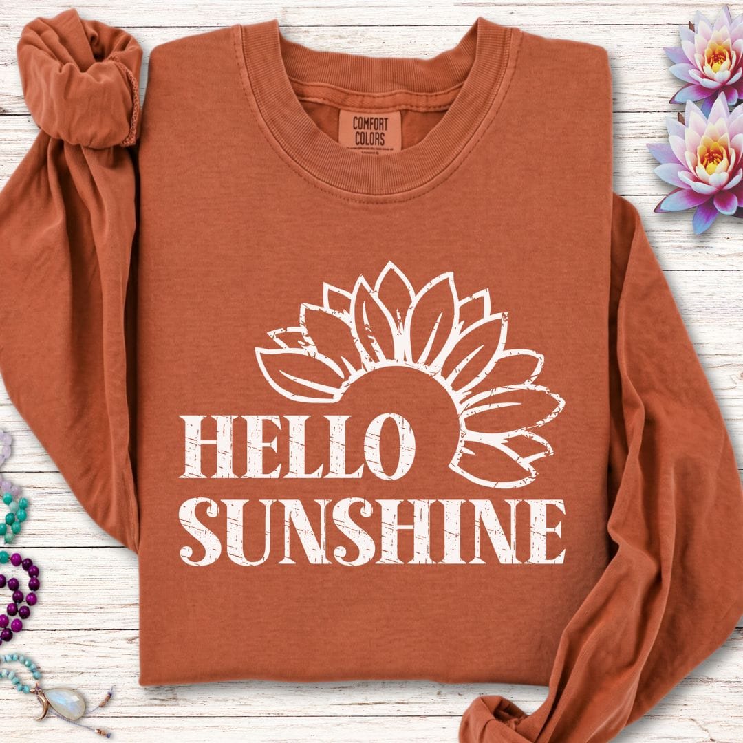 Printify Long-sleeve Hello Sunshine Long Sleeve Tee Yam / S