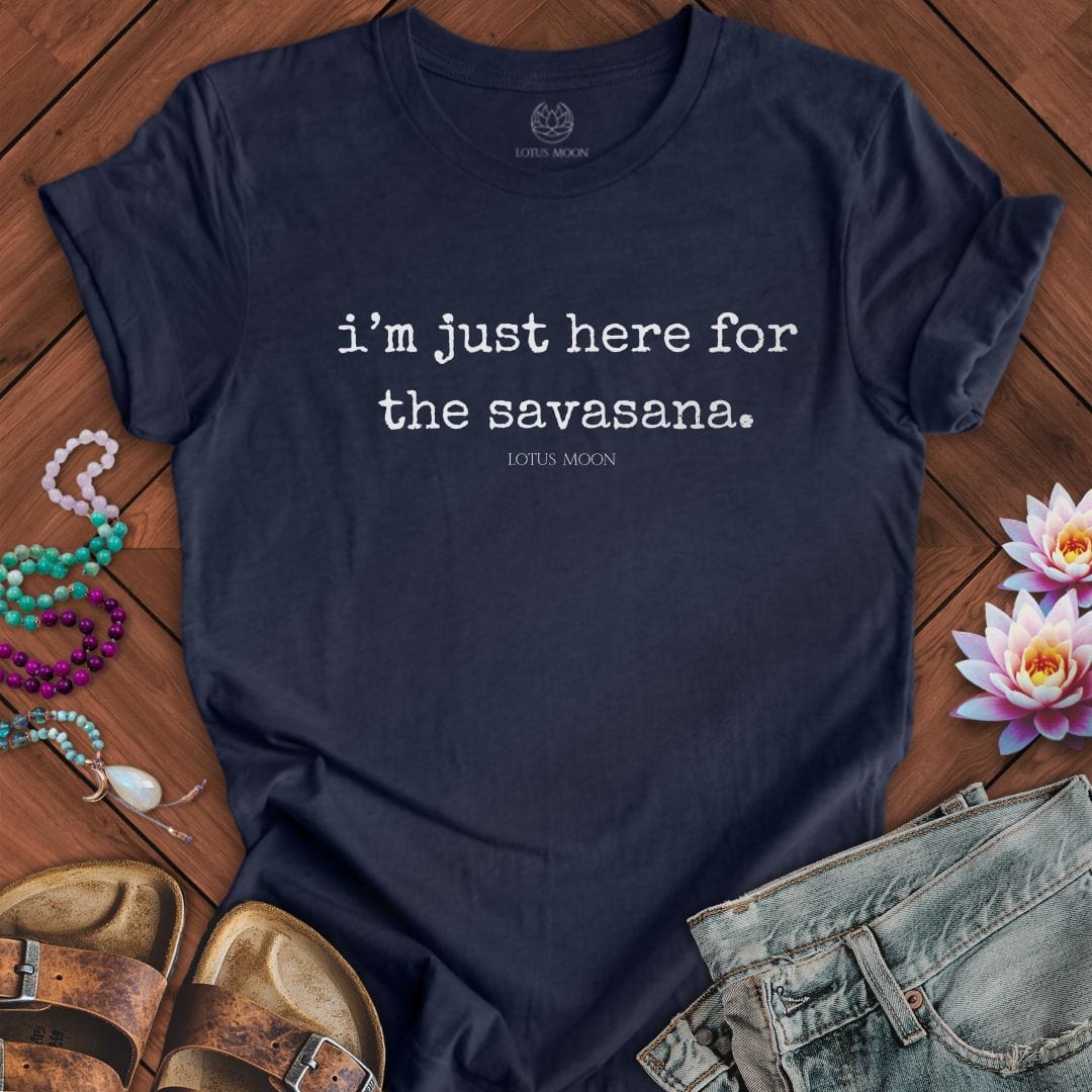 Here For Savasana Print Tee Heather Midnight Navy
