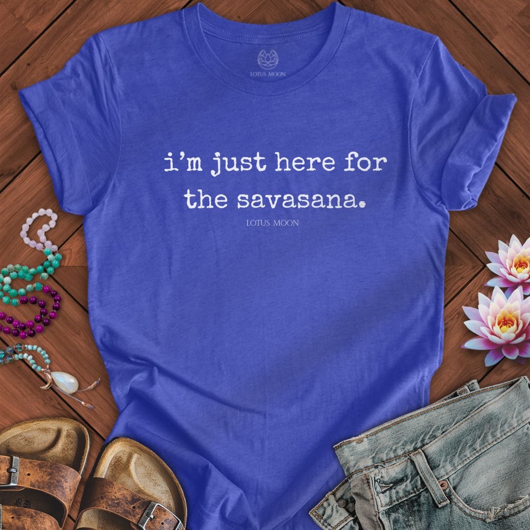 Here For Savasana Print Tee Heather True Royal