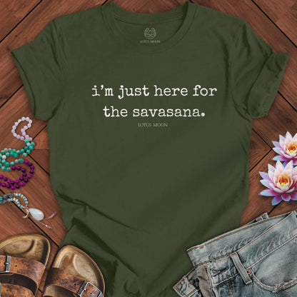 Here For Savasana Print Tee Military Green