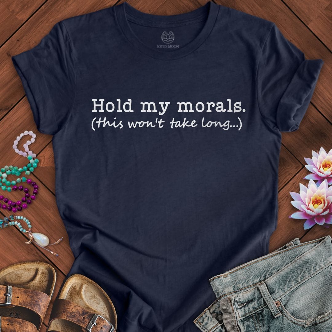 Hold My Morals Tee Heather Midnight Navy
