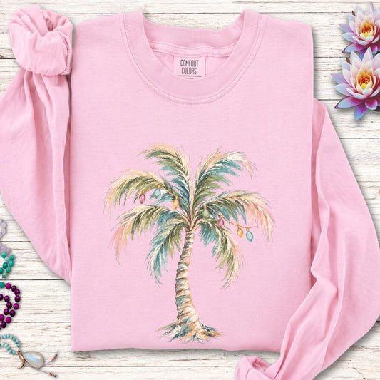 Holiday Palm Long Sleeve Tee Blossom