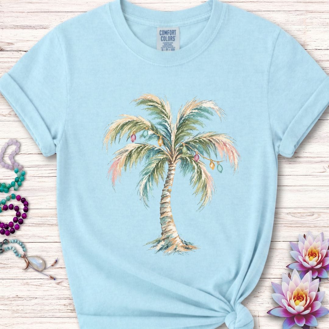 Printify T-Shirt Holiday Palm Premium Tee Chambray / S