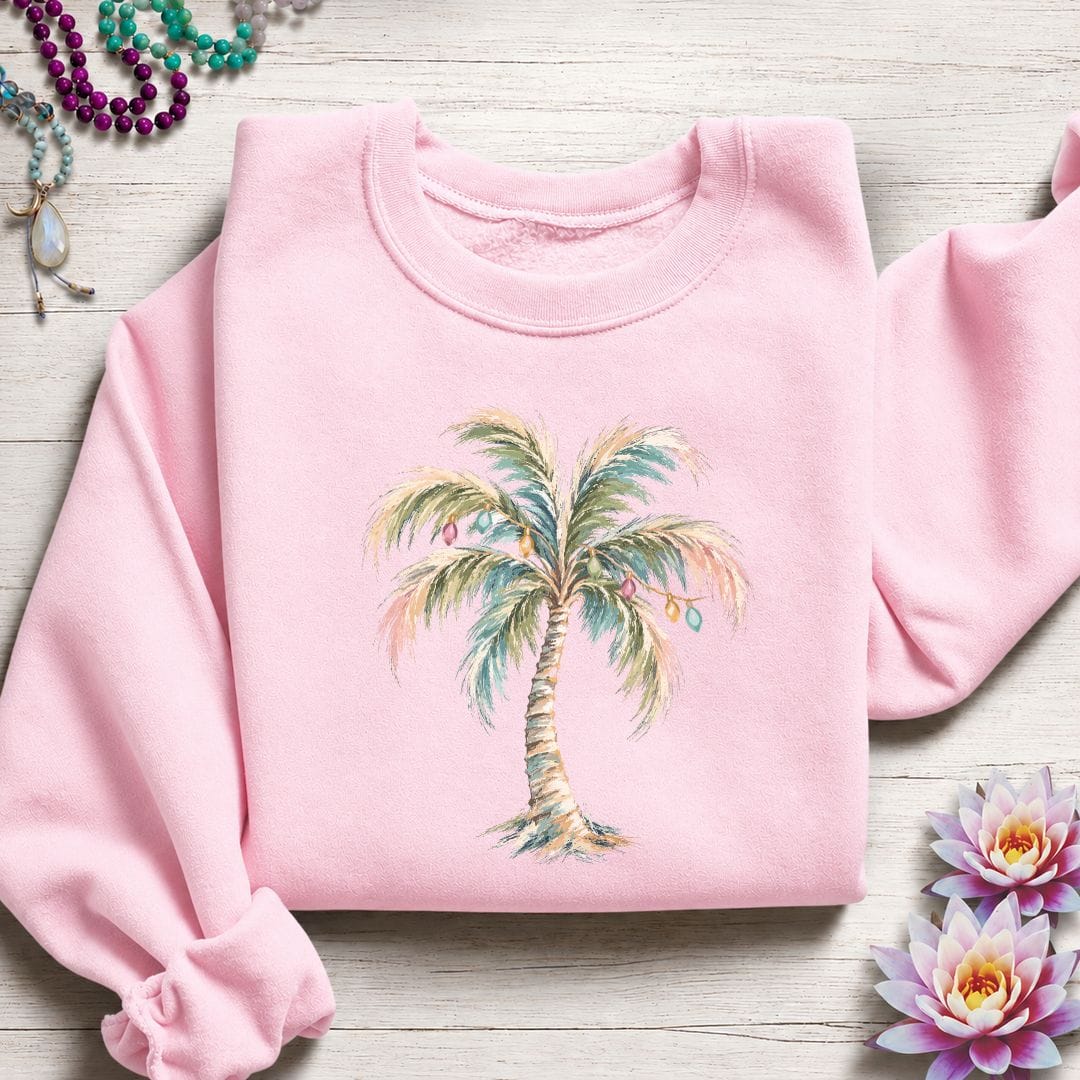 Printify Sweatshirt Holiday Palm Sweatshirt Light Pink / S