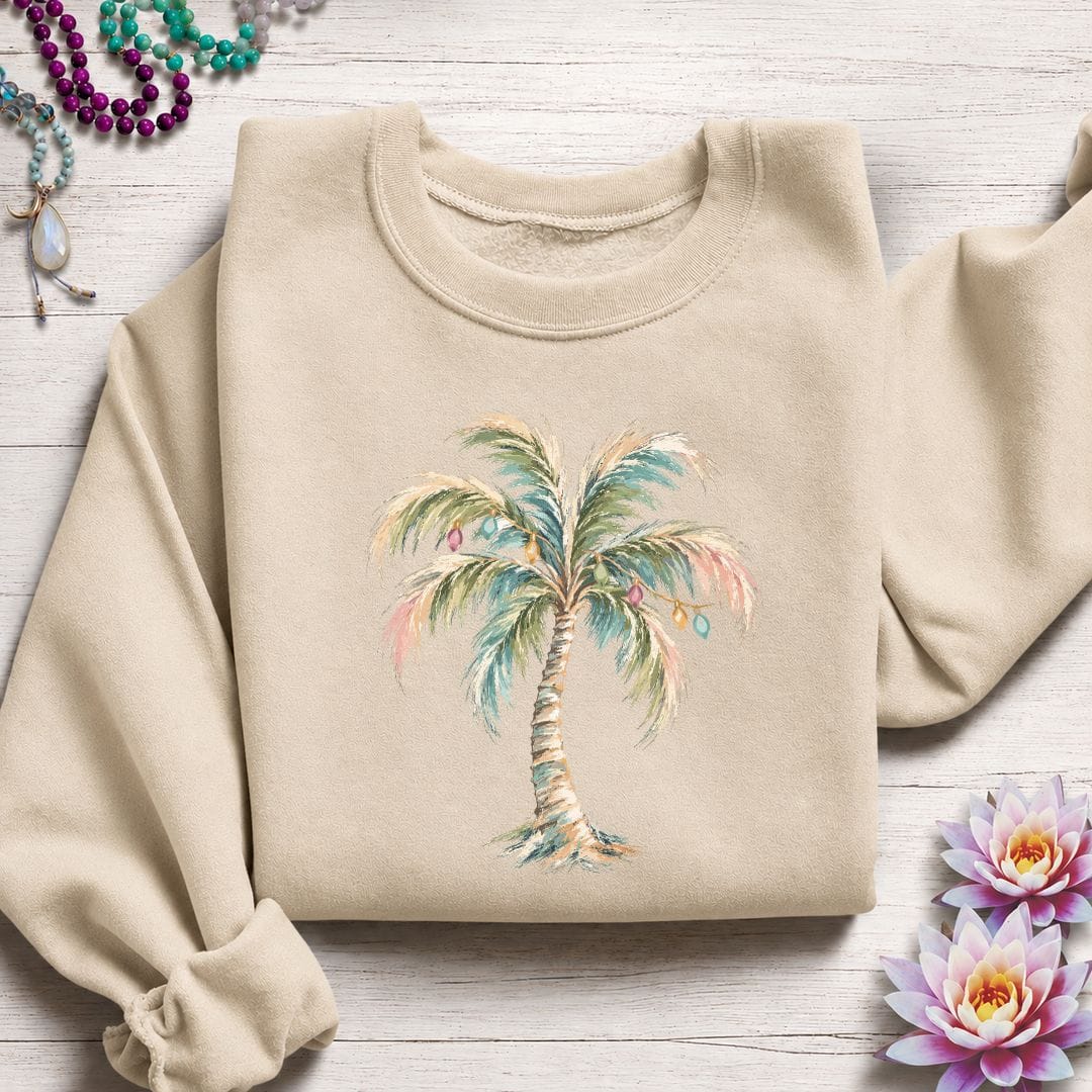 Printify Sweatshirt Holiday Palm Sweatshirt Sand / S