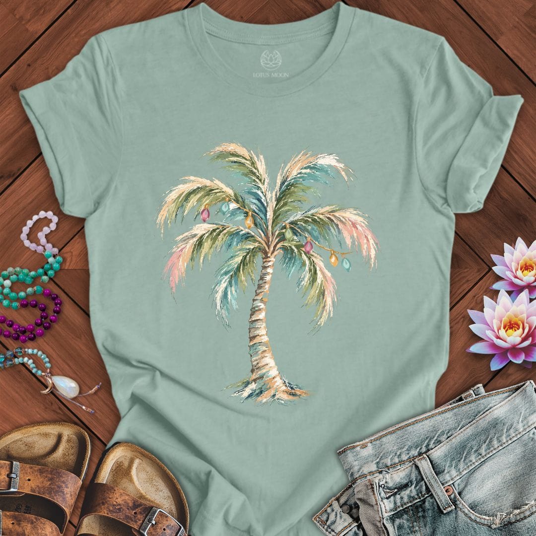 Holiday Palm Tee Dusty Blue