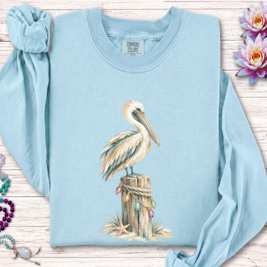 Holiday Pelican Long Sleeve Tee Chambray