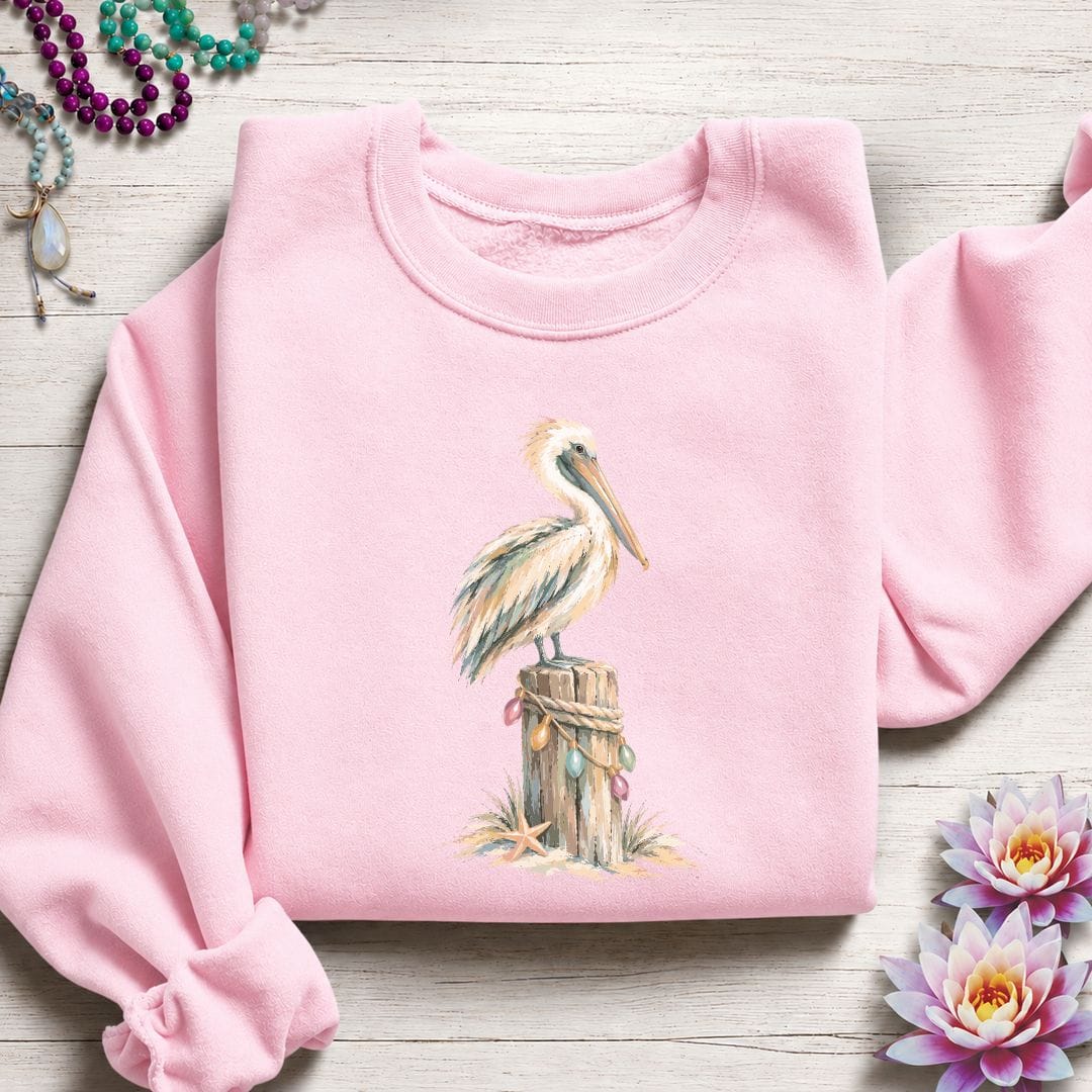 Printify Sweatshirt Holiday Pelican Sweatshirt Light Pink / S