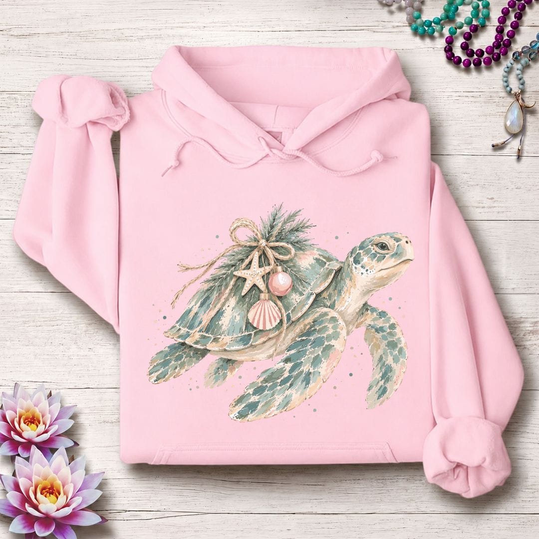Printify Hoodie Holiday Sea Turtle Hoodie Light Pink / S