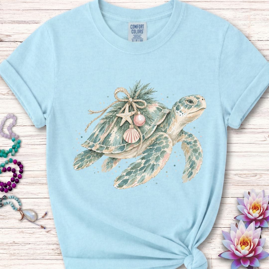 Printify T-Shirt Holiday Sea Turtle Premium Tee Chambray / S