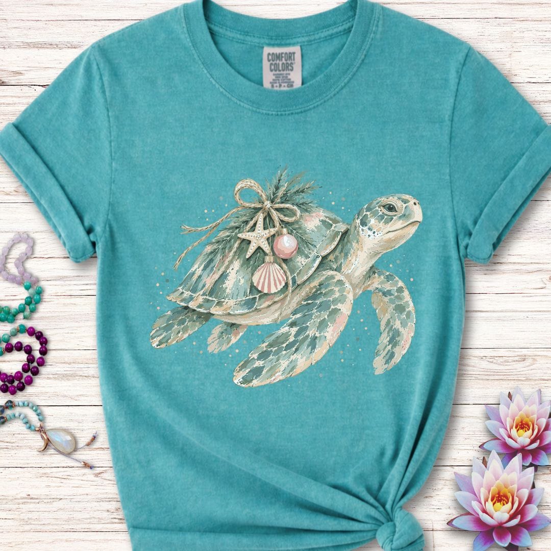 Printify T-Shirt Holiday Sea Turtle Premium Tee Seafoam / S