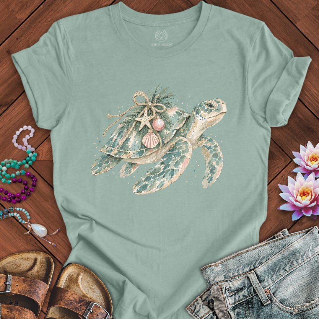 Holiday Sea Turtle Tee Dusty Blue