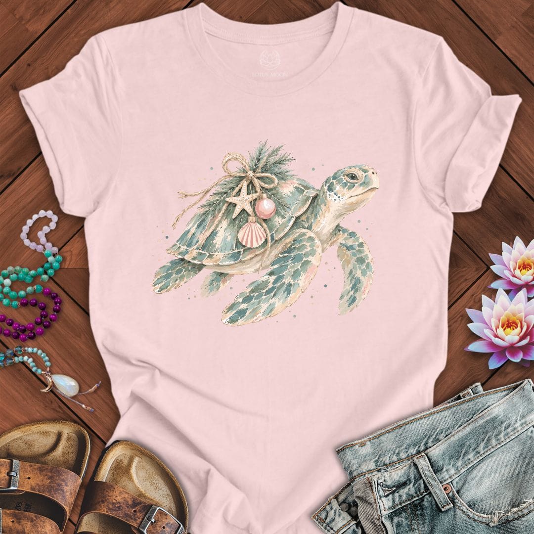 Holiday Sea Turtle Tee Soft Pink