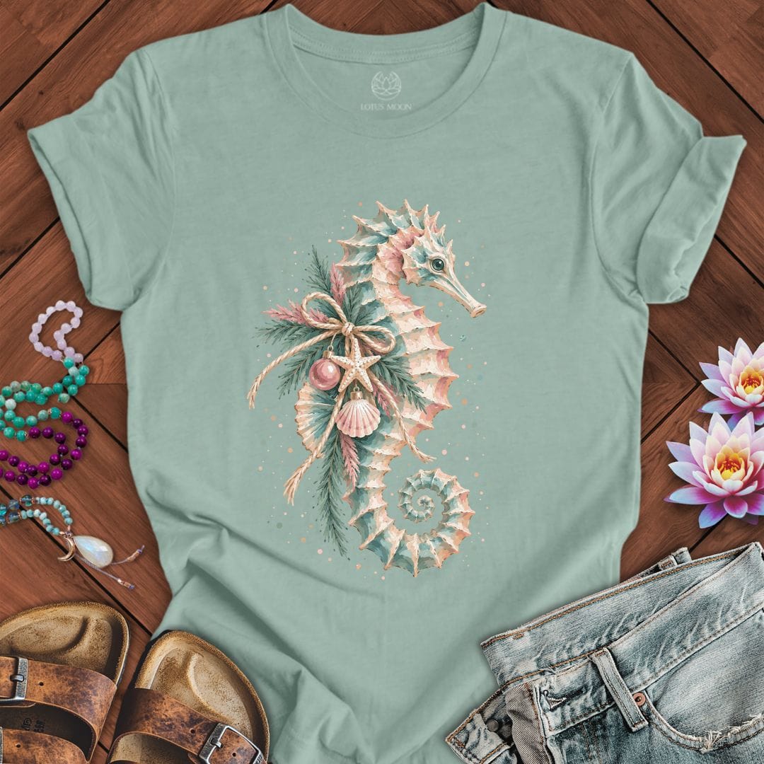 Holiday Seahorse Tee Dusty Blue