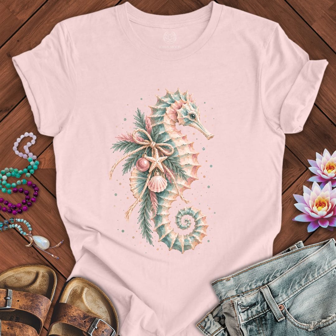 Holiday Seahorse Tee Soft Pink