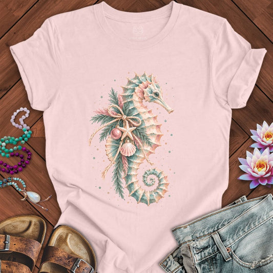 Holiday Seahorse Tee Soft Pink