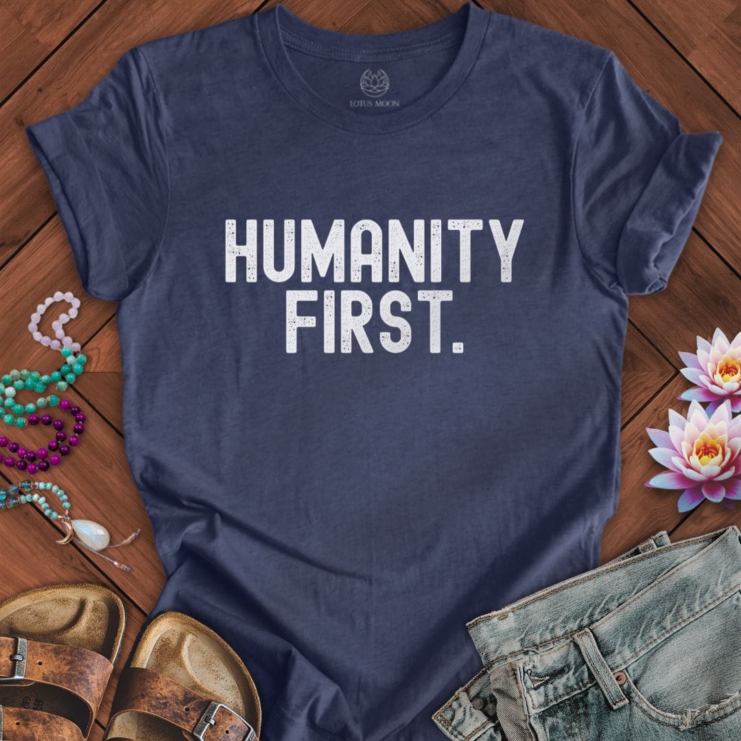Humanity First Tee Heather Navy