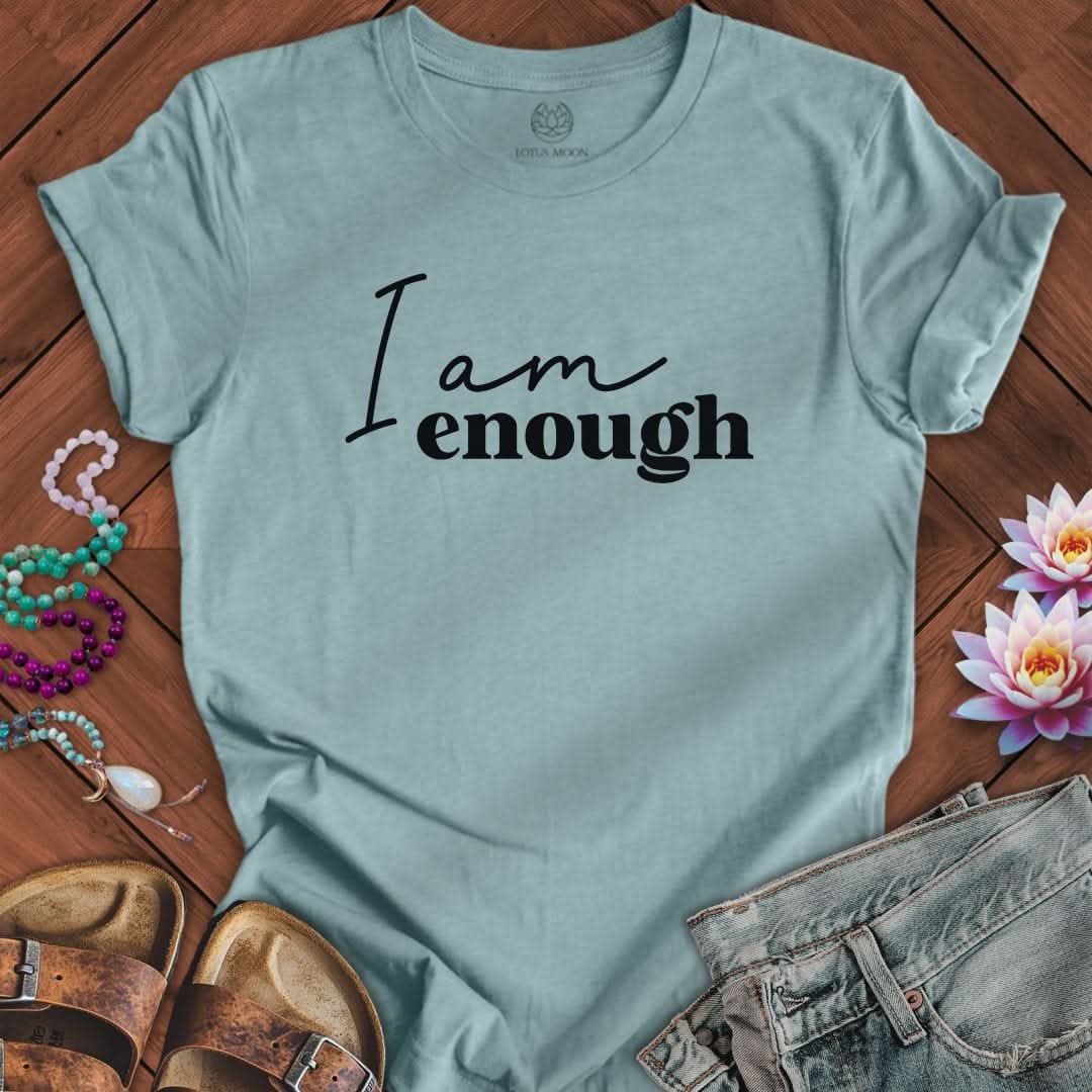 I Am Enough Tee Heather Blue Lagoon